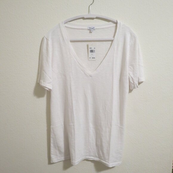 Splendid size large white Everly Slub v-neck short sleeve tee shirt NWT - Picture 1 of 3